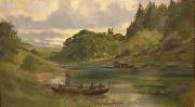 Johan Fredrik Krouthen Woman and Boat oil painting on canvas